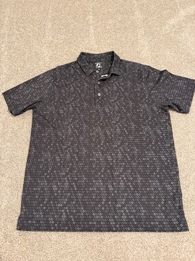 FootJoy Men's Black Geometric Print Polo